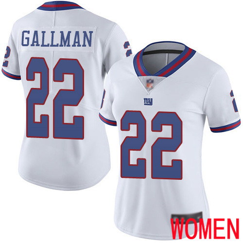 Women New York Giants 22 Wayne Gallman Limited White Rush Vapor Untouchable Football NFL Jersey